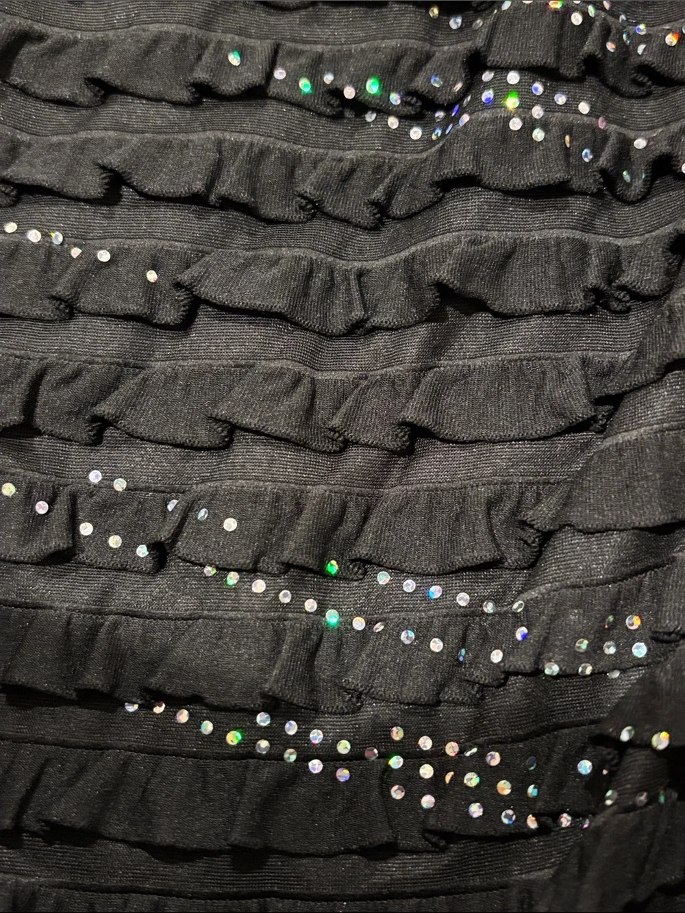 Justice Black Ruffle Dress with Iridescent Rhinestones